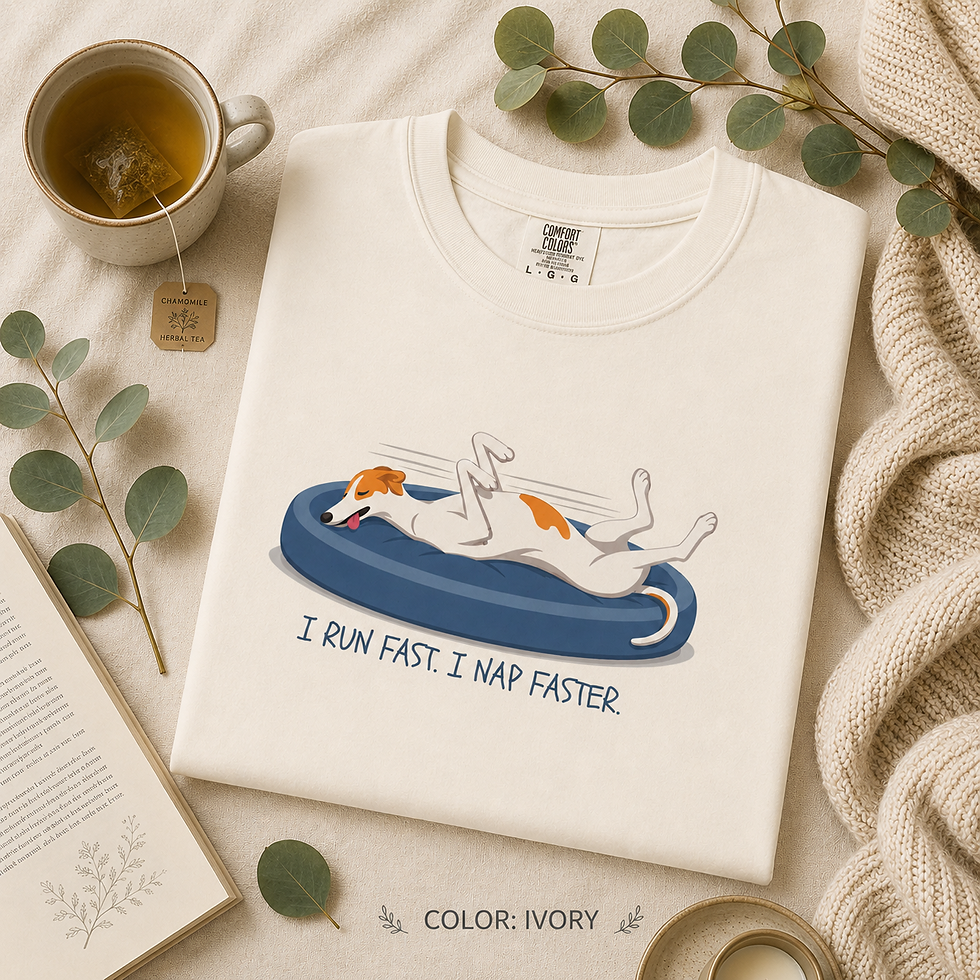 Thumbnail: Folded Comfort Colors 1717 Tee in Sand featuring the "I run fast. I nap faster." design.