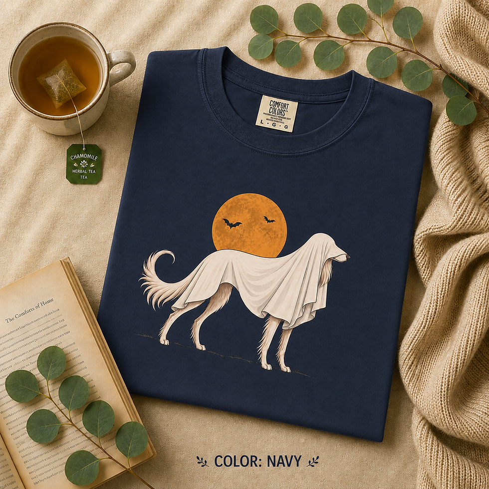 Thumbnail: Saluki Haunting Comfort Colors tee in Navy