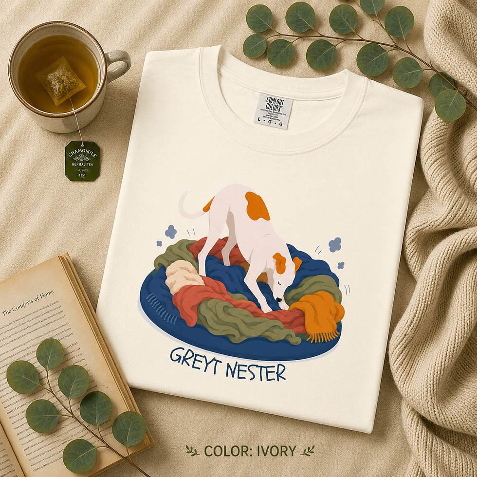 Thumbnail: Folded Comfort Colors 1717 Tee in Ivory featuring the "Greyt Nester" design.