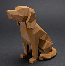Low Poly Beagle on a dark studio background. Figurine.