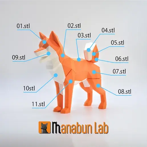Thumbnail: Low Poly Shiba Inu Magnet Puzzle - Large