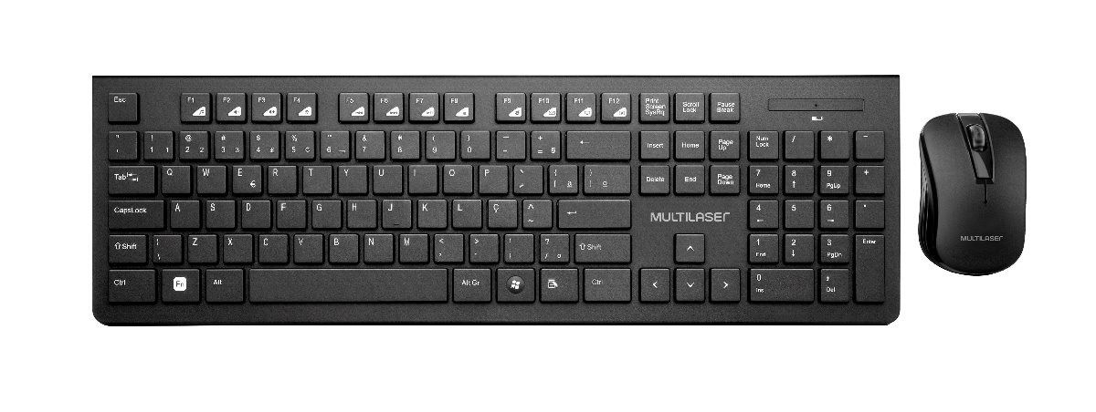 Teclado e Mouse Sem Fio Multilaser Slim 2.4Ghz ABNT 2 Preto