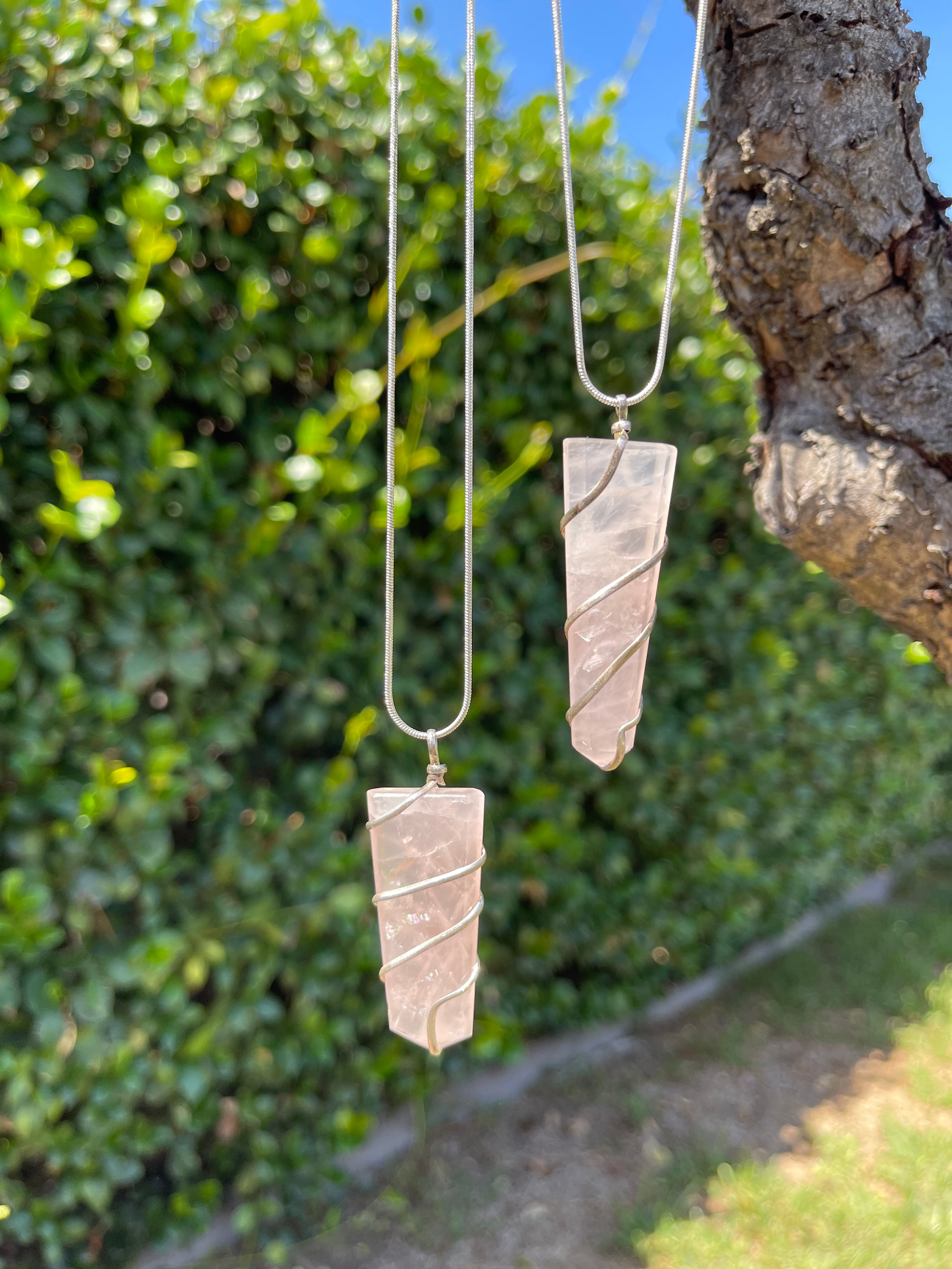 Rose Quartz, Small Wrapped Necklace