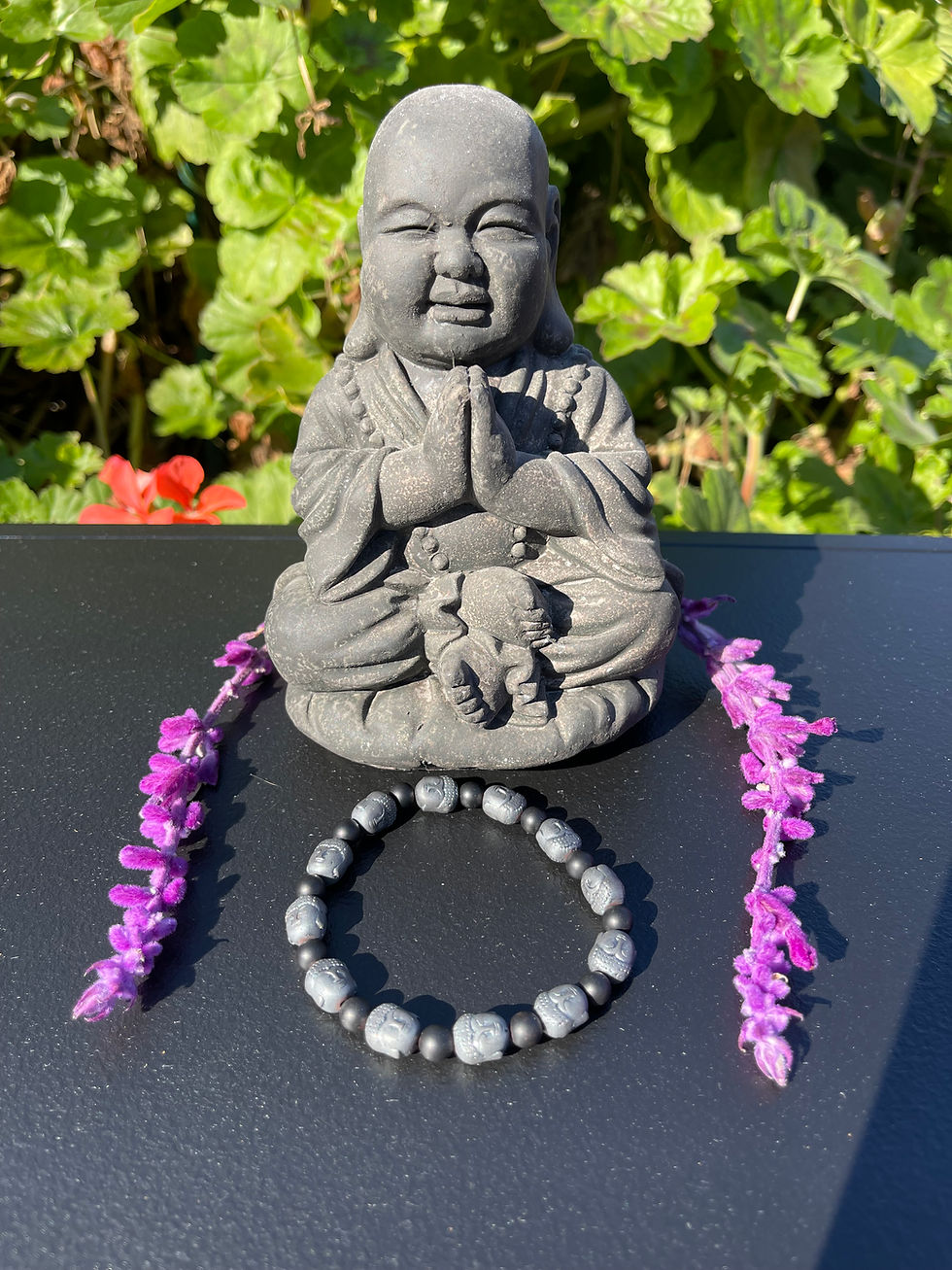 Thumbnail: Hematite Buddha/Black Onyx Bracelet