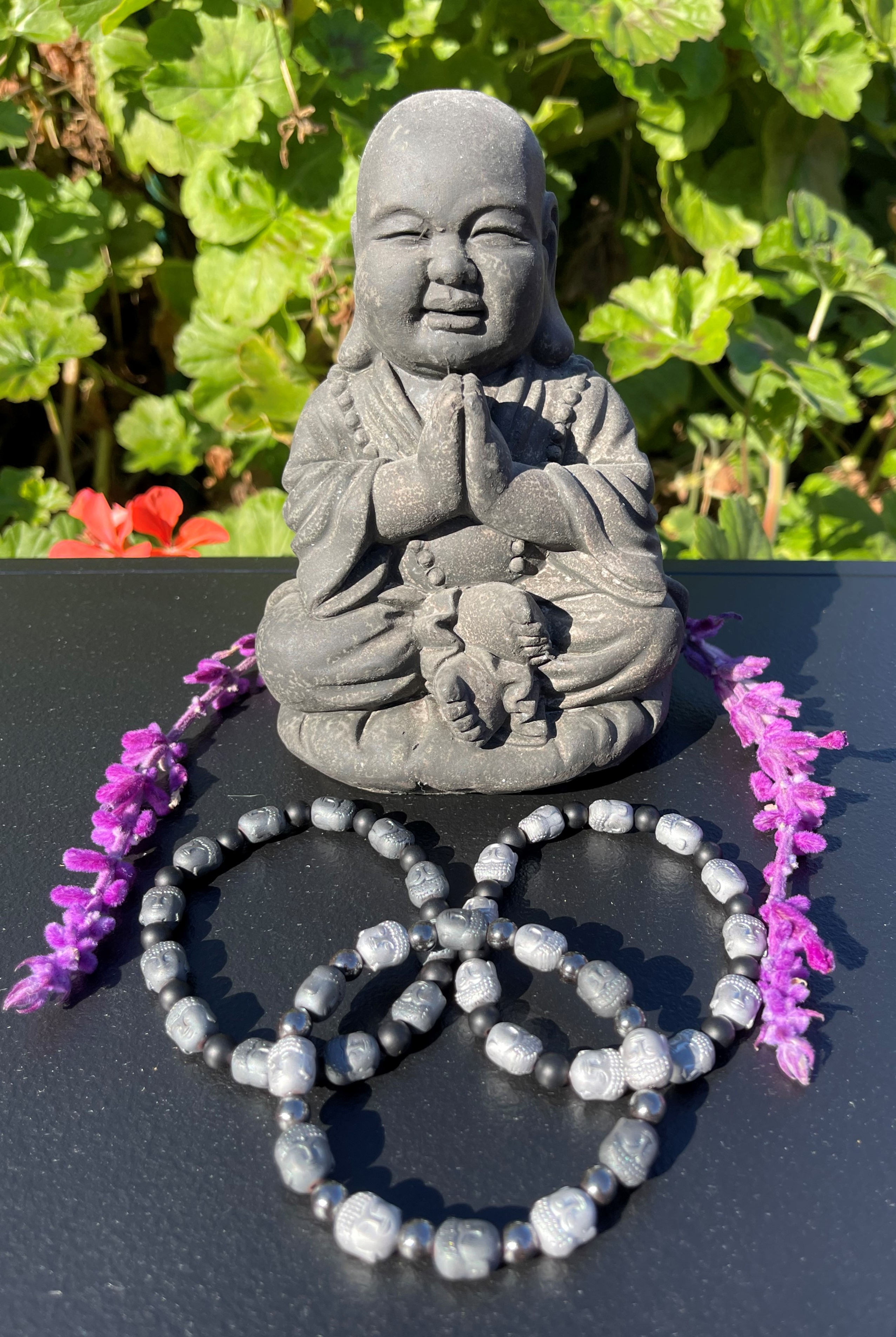 Hematite Buddha/Black Onyx Bracelet