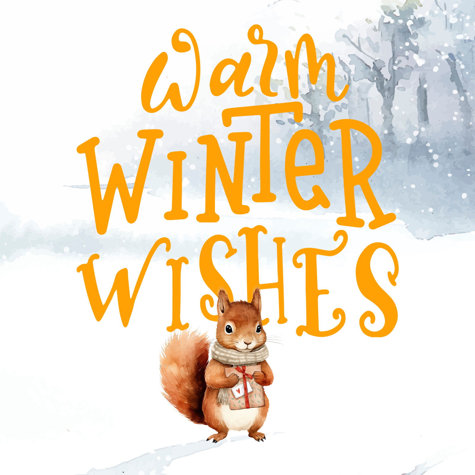 #633 - Watercolour Christmas Squirrel