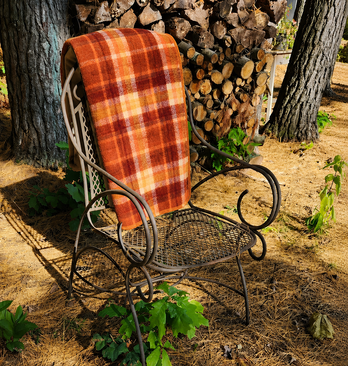 Wool Blanket Orange Plaid