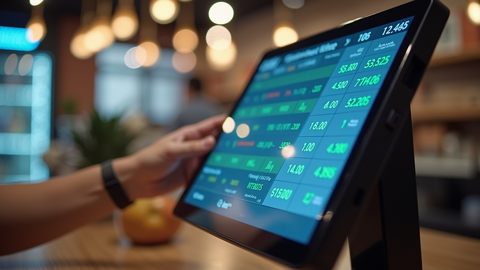 Close-up view of a digital POS system screen showing sales data