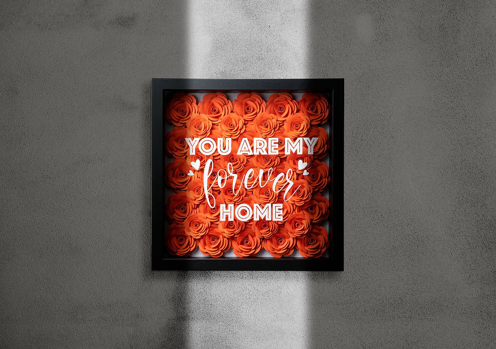 Thumbnail: Orange Roses Flower Shadow Box 25x25cm