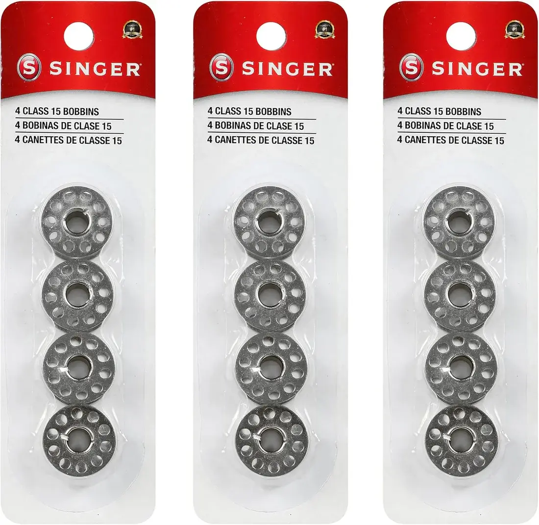 SINGER Bobbins Class 15 Metal Bobbins – Replacement Bobbins for Sewing Machine,