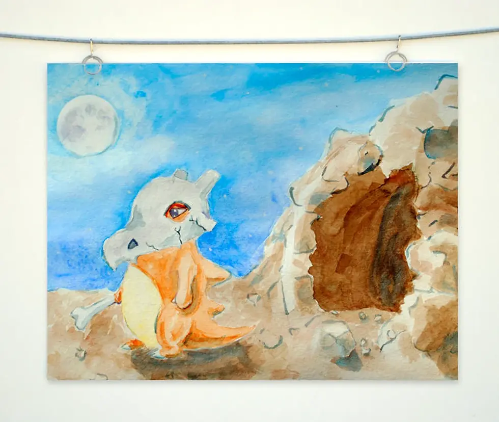 Cubone Pokemon Watercolor Painting Print