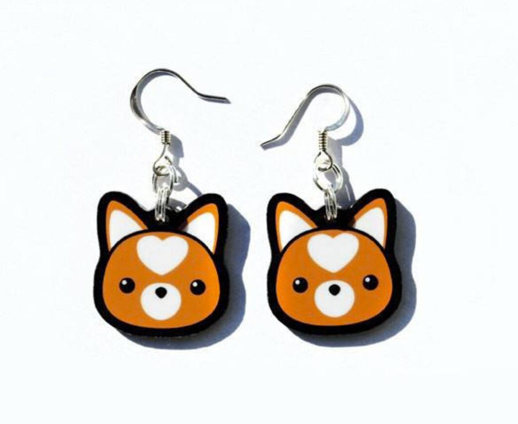 Shiba Inu Earrings, Kawaii Dog Jewelry