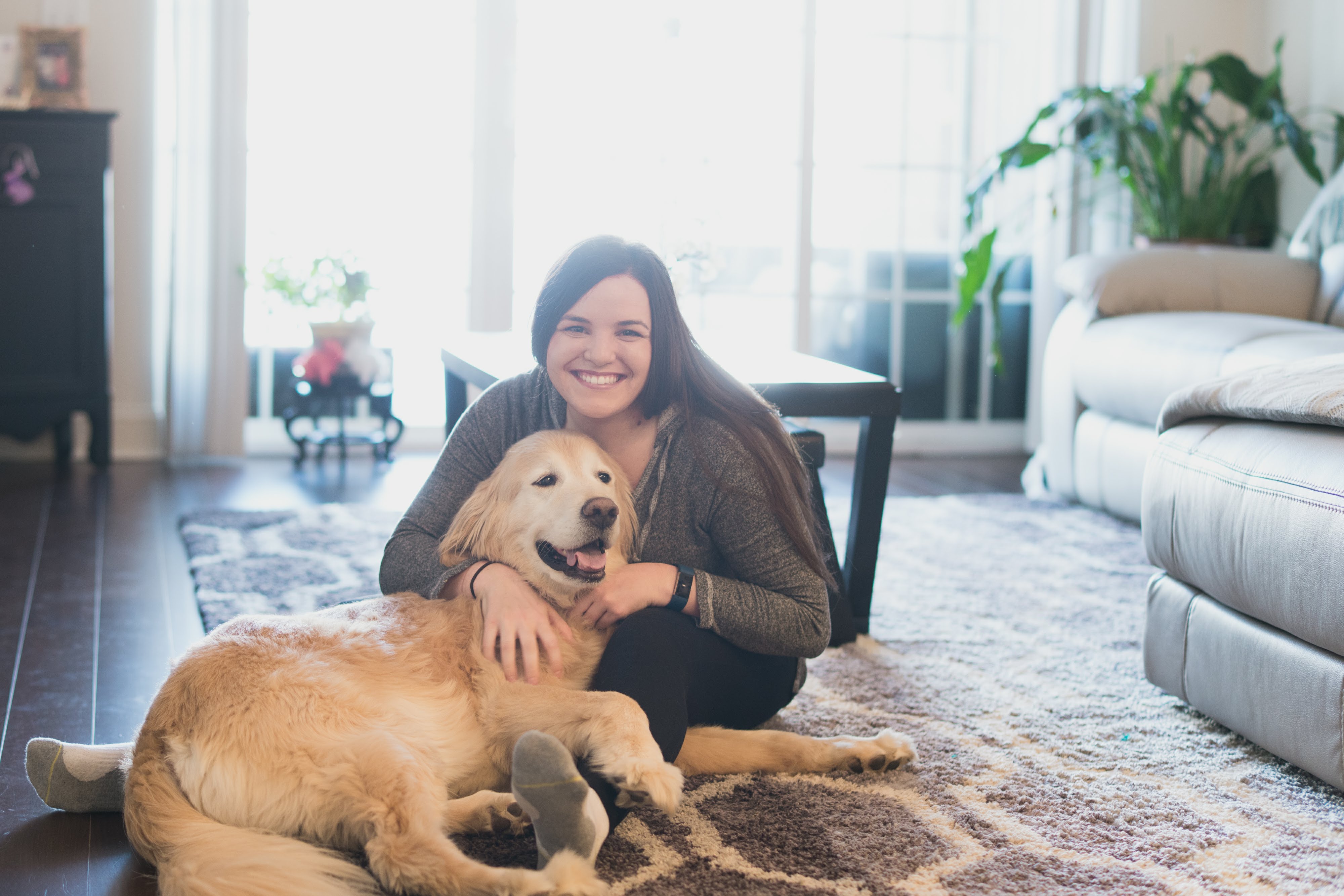 Christina Pellegrino with Buster, her therapy dog and inspiration for the Buster children’s books