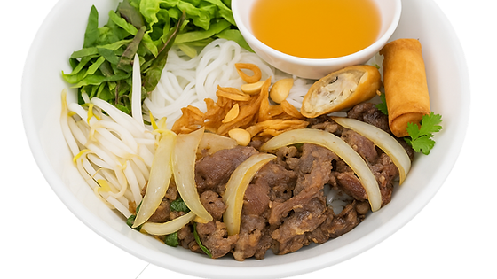 B06. Vermicelles au bœuf sauté et nems