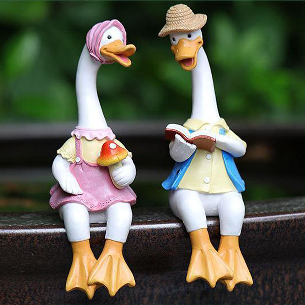 Thumbnail: 2 Pcs Couple Duck Garden Statues for Outdoor Decor