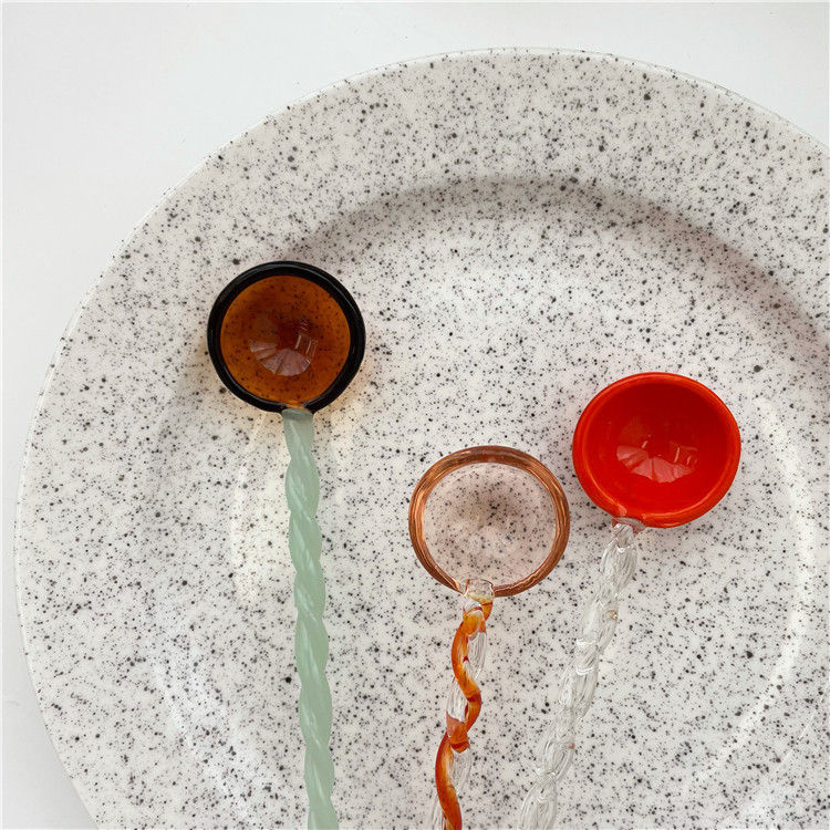 Thumbnail: Colored Glass Spiral Coffee Stirring Spoon