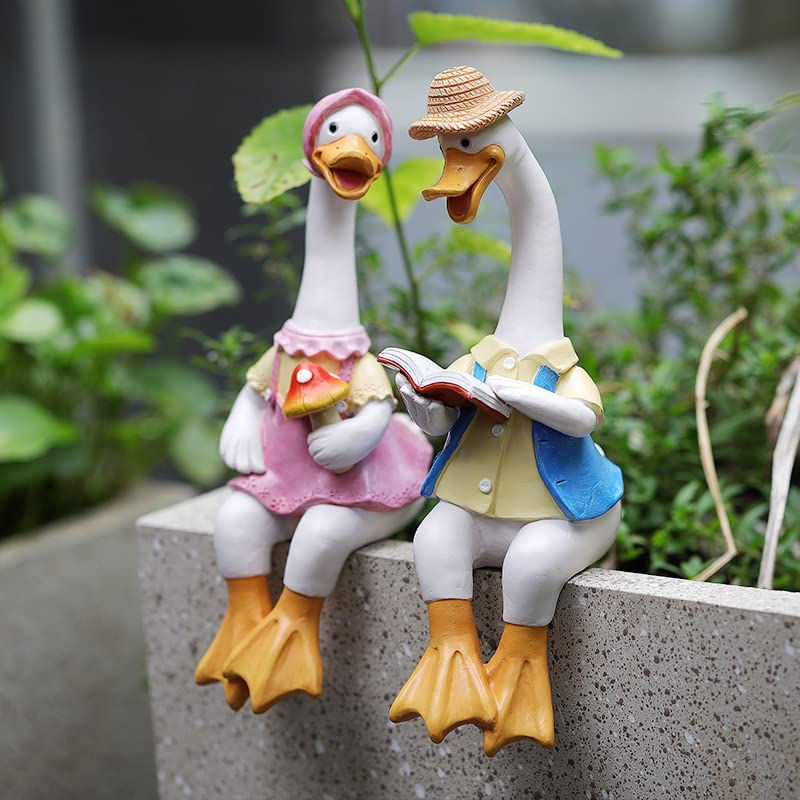 Thumbnail: 2 Pcs Couple Duck Garden Statues for Outdoor Decor