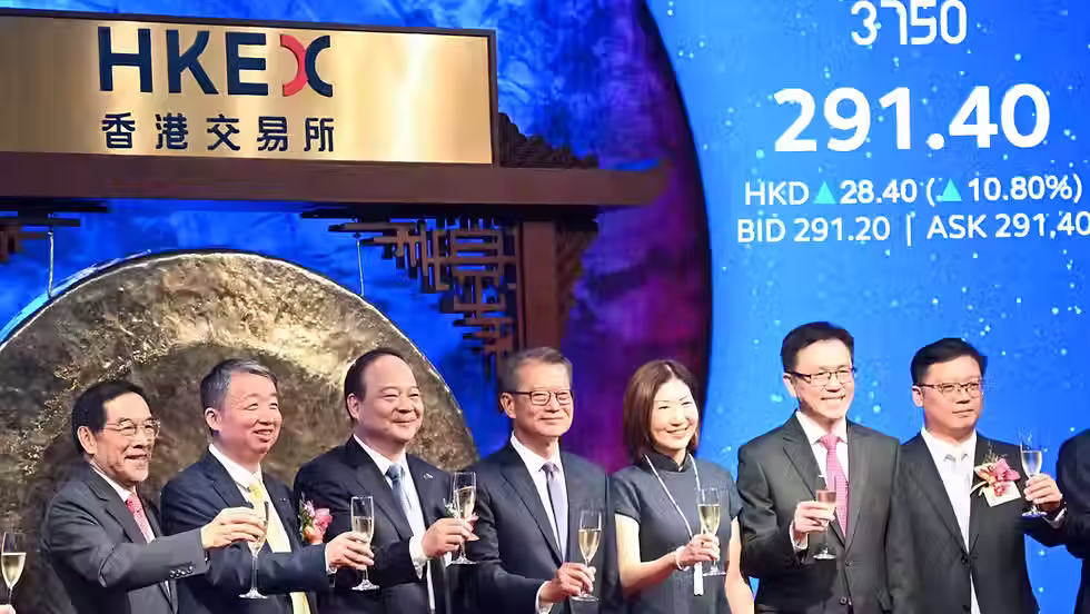 Hong Kong has seen a surge of market liquidity in recent months, led by several IPOs of mainland firms. Seen here is the IPO of EV battery manufacturer CATL. Image credit: Nikkei Asia