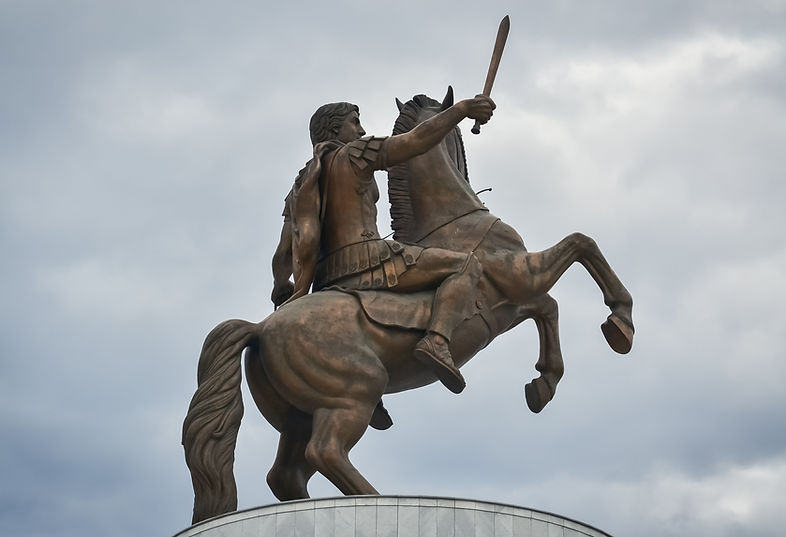 Closeup of the monument of Alexander the Great
