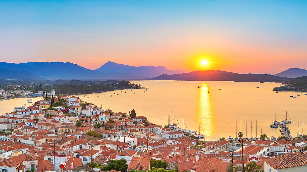 Sunset on Poros island in Aegean sea, Greece.jpg