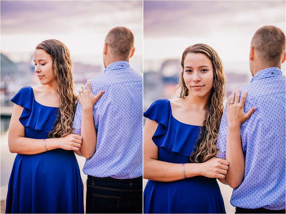 Inner Harbor Sunrise engagement portraits - Baltimore Maryland Wedding Photography