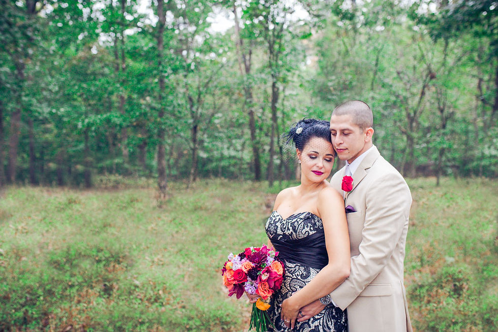 Forest Bride Edgy Baltimore Wedding Black Lace wedding gown