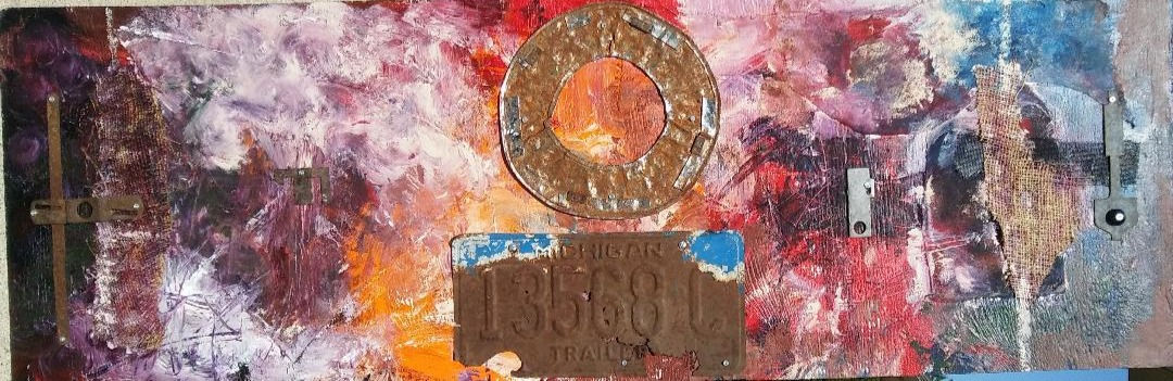 The Road Less Traveled Abstract Mixed Media Assemblage on Board