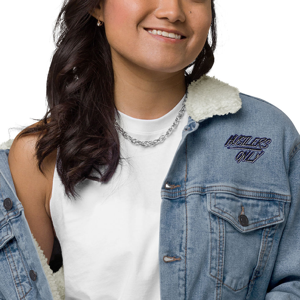 Thumbnail: Hustlers Only Unisex Denim Sherpa Jacket
