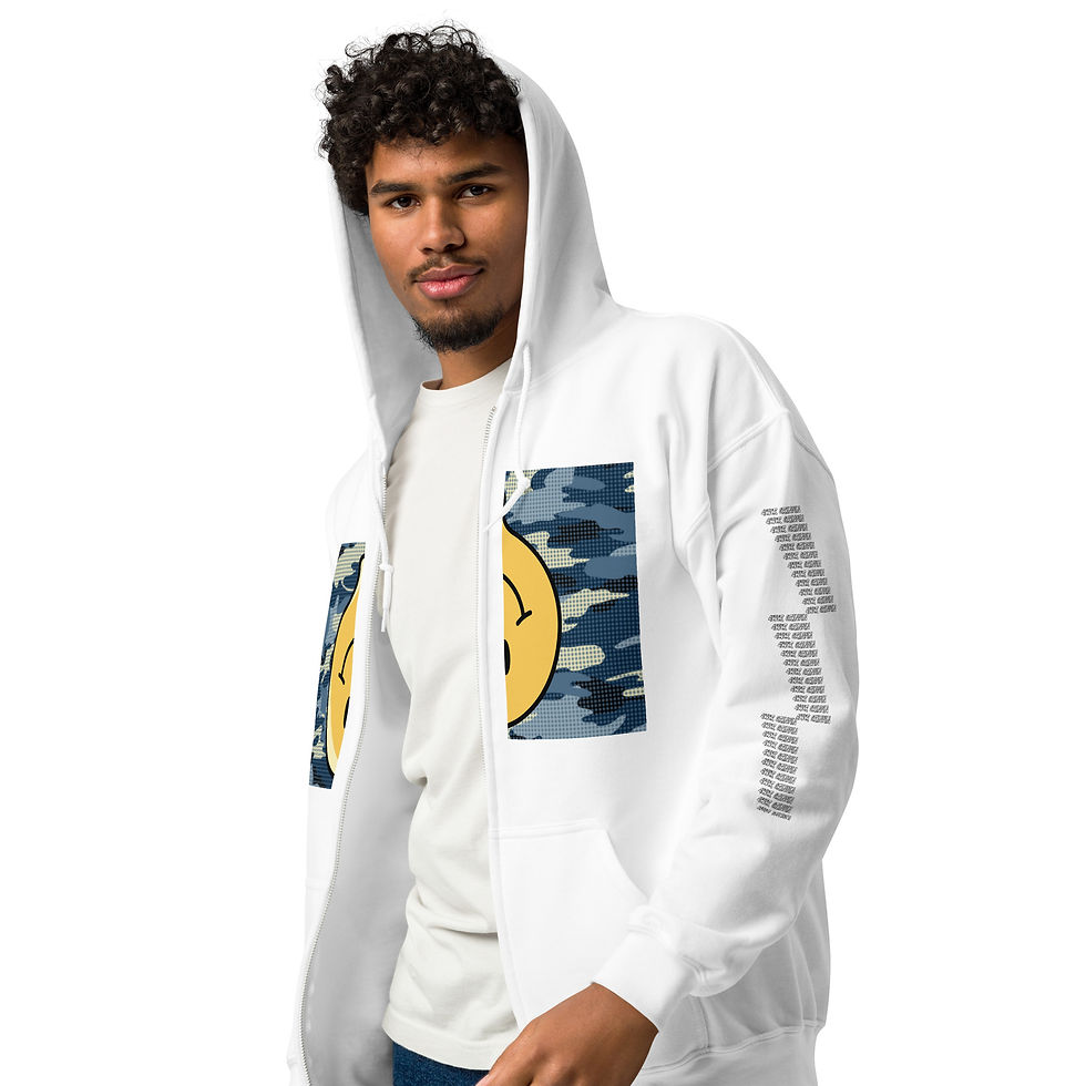 Thumbnail: Dripping Upside Down Smile Face Unisex heavy blend zip hoodie