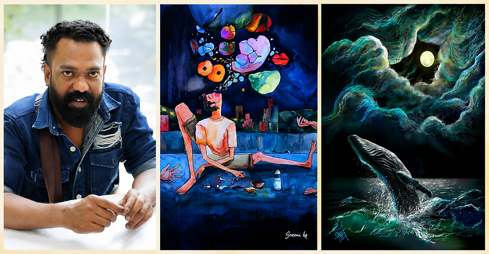 Painting Artist Sreeni, and his work styles.