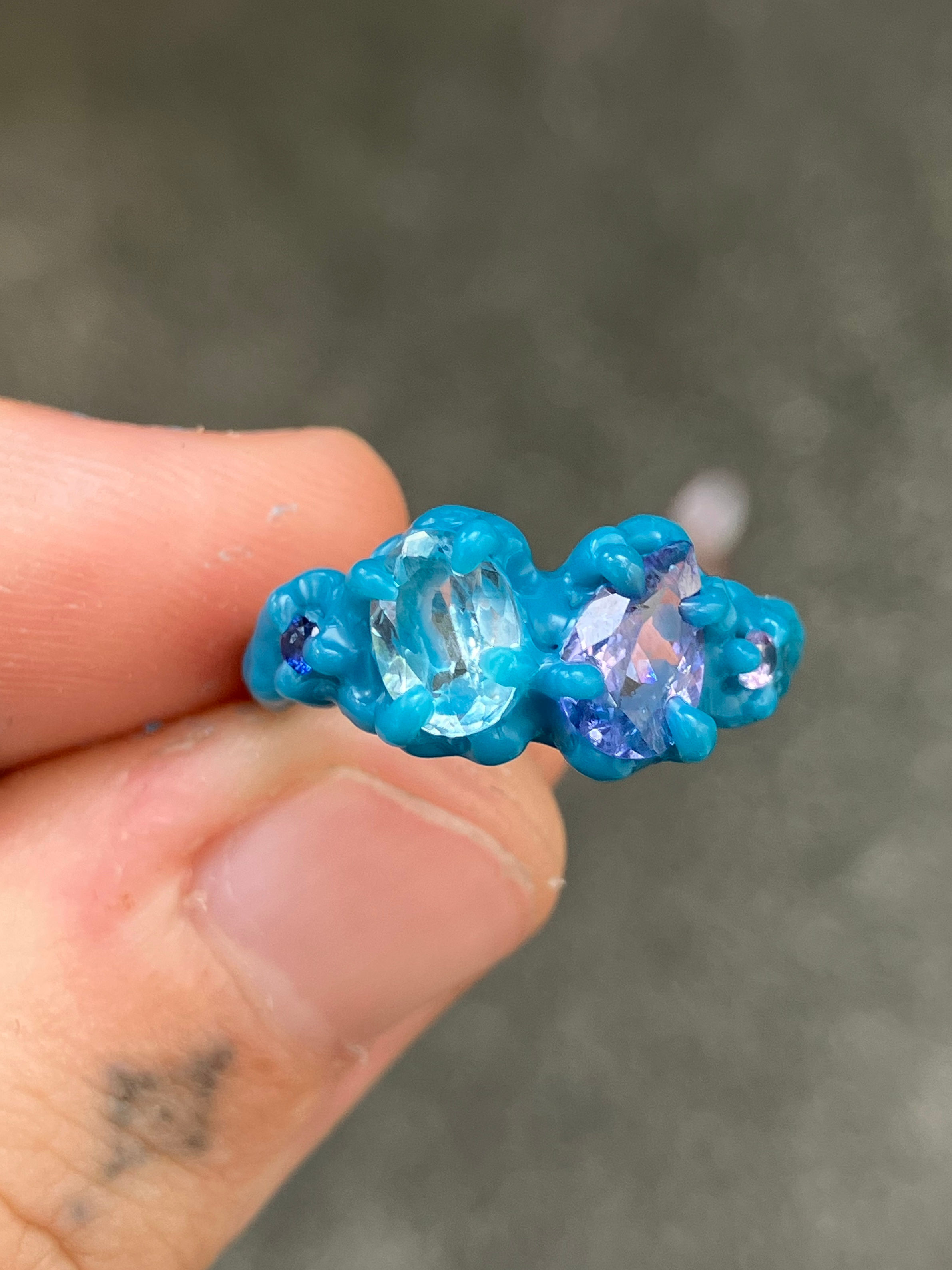Tanzanite aquamarine ring