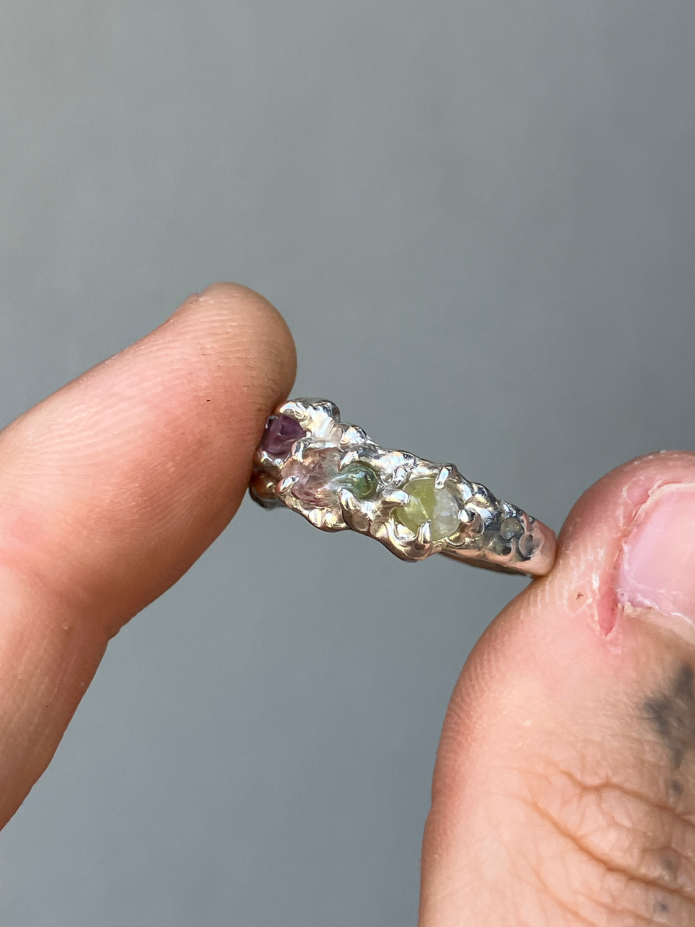Thumbnail: Raw watermelon tourmaline ring