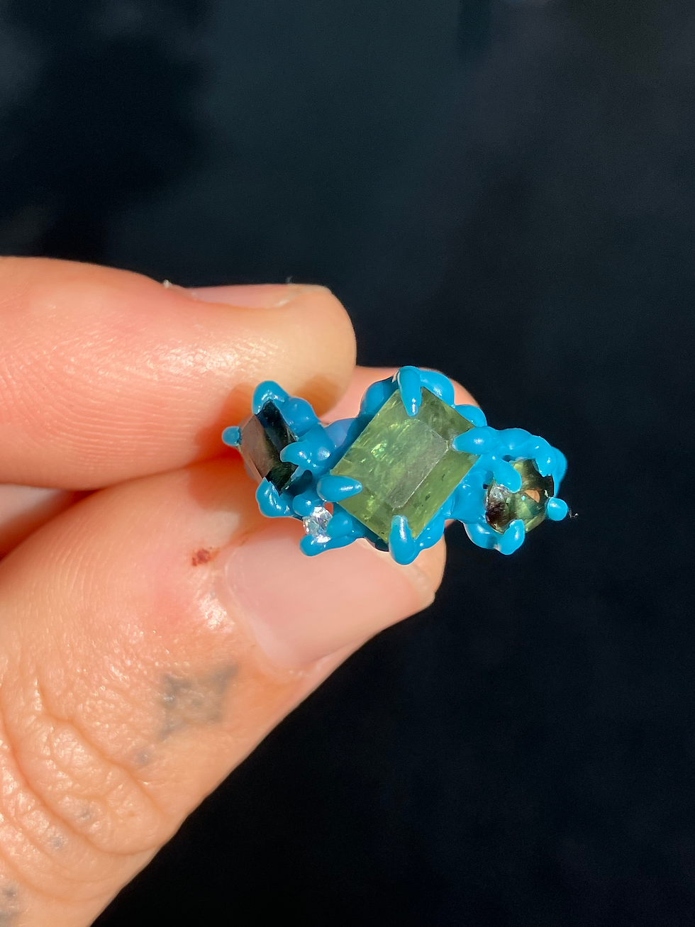 Thumbnail: Green sapphire molten ring 