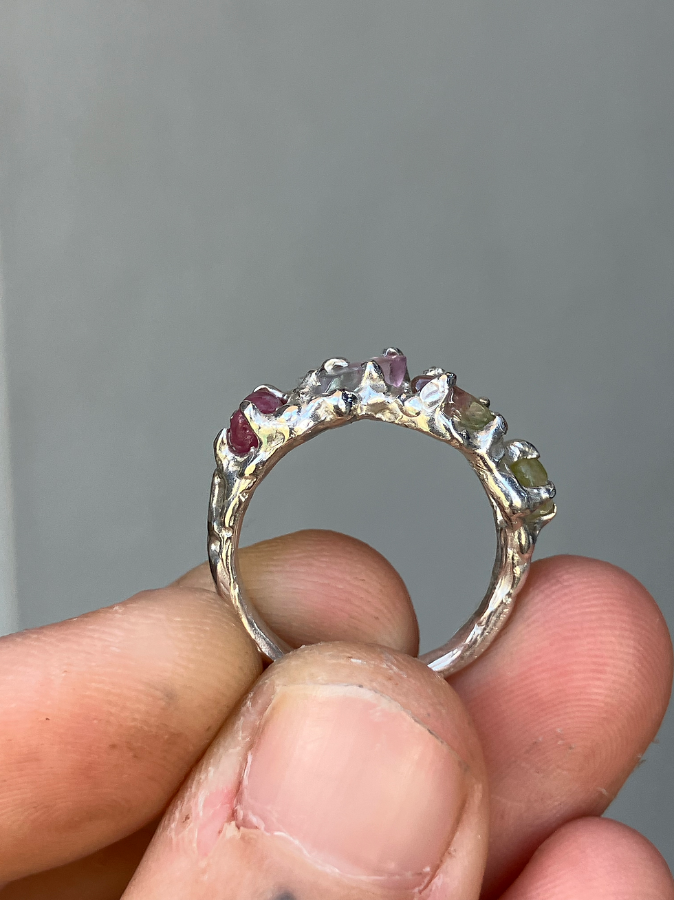 Thumbnail: Raw watermelon tourmaline ring