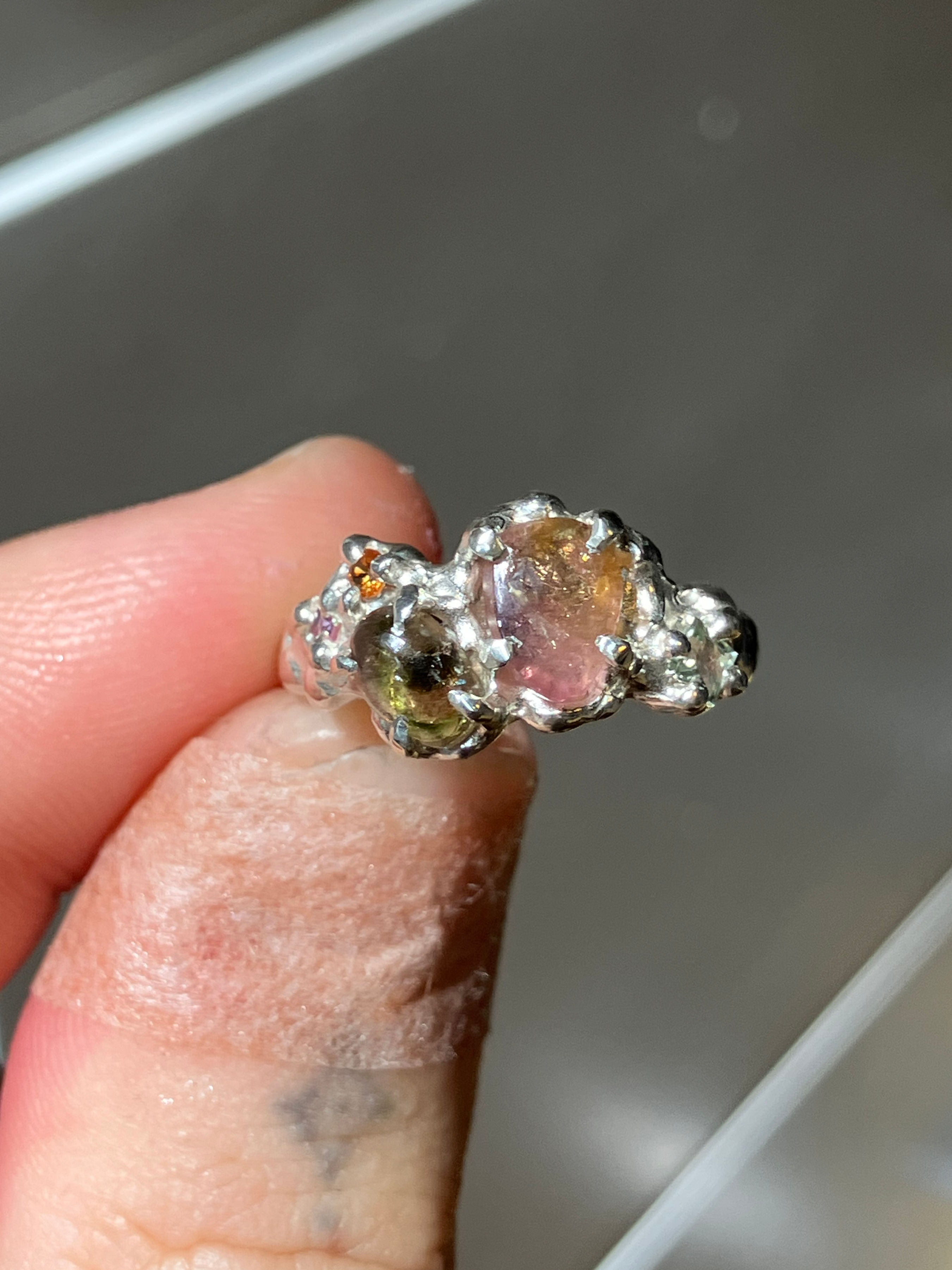 Tourmaline sapphire ring K1/2 / 5.5
