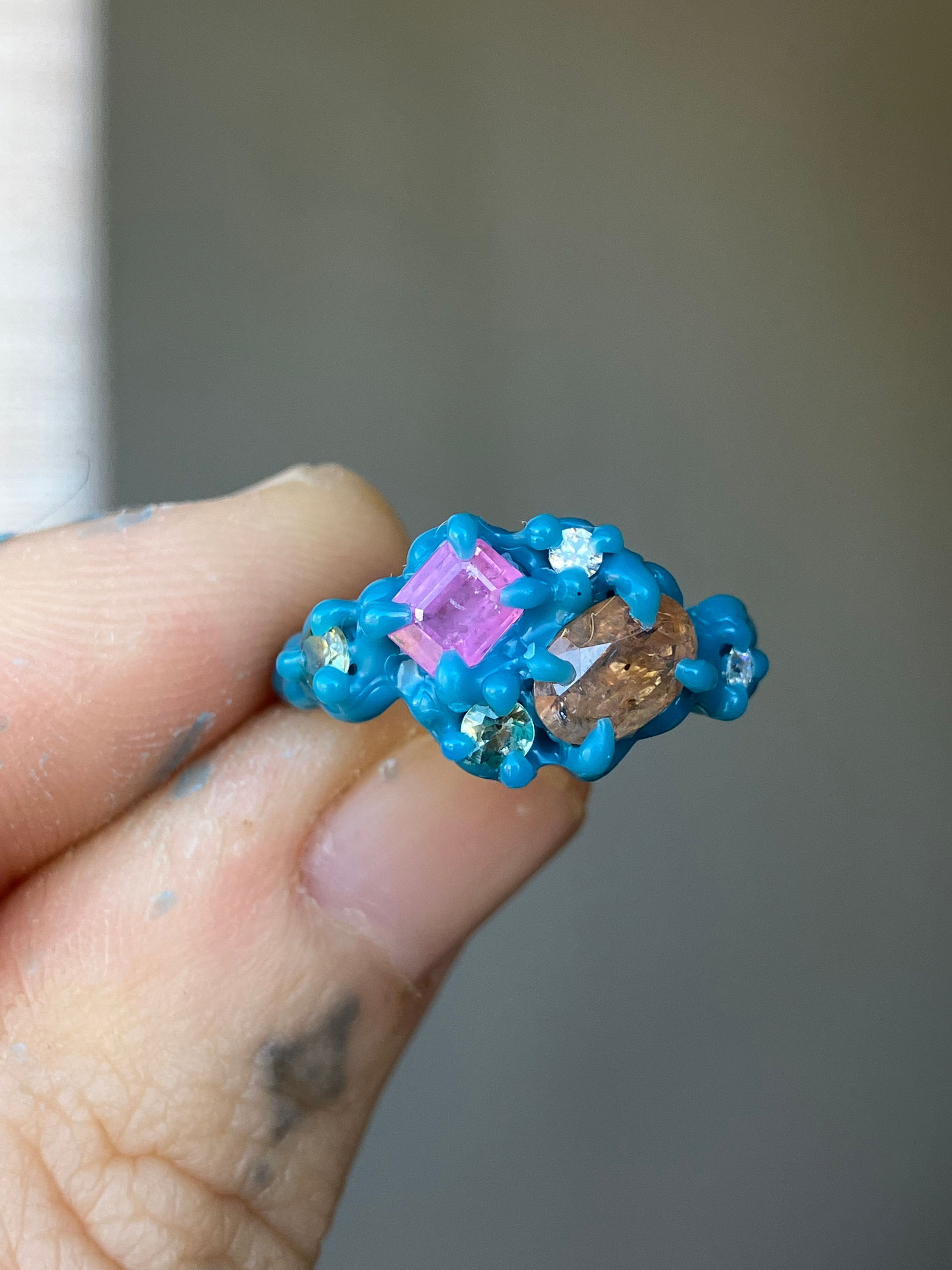 Peach sapphire ring