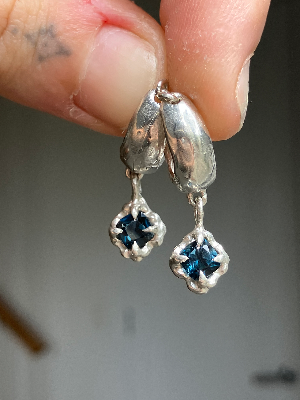 Thumbnail: Blue topaz hoops 