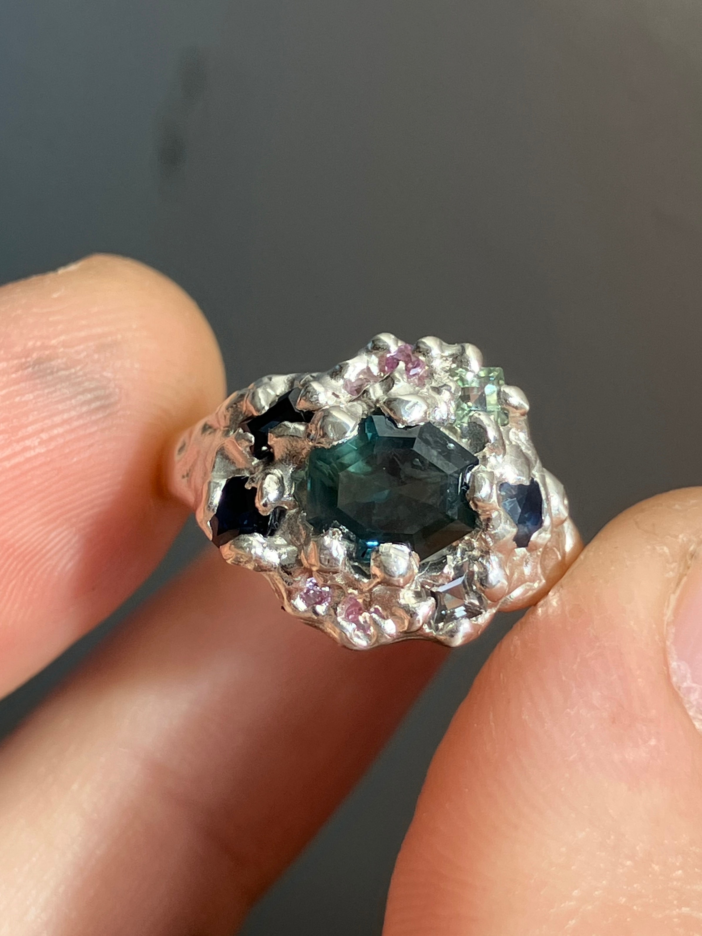Sapphire halo ring 