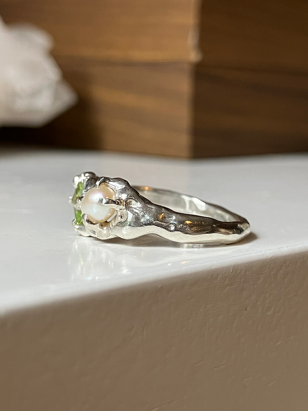 Thumbnail: Peridot pearl ring L-L1/2