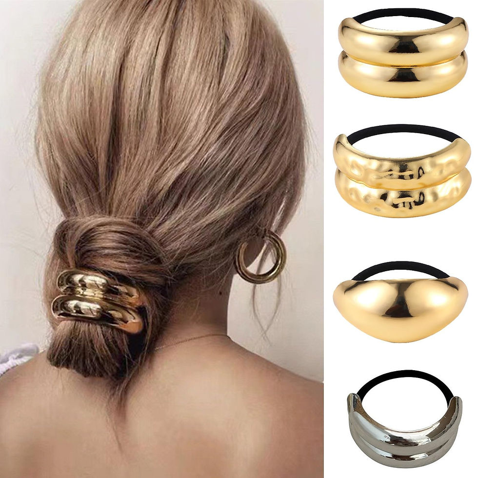 Thumbnail: papasgix Metal Hair Ties Metal Geometric Elastic Hair Ties Hair Cuff Wrap Hair T