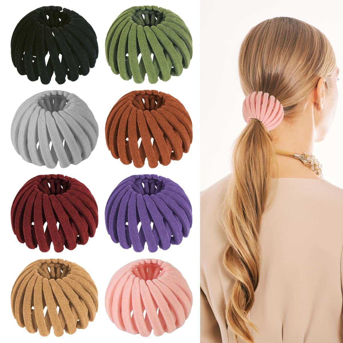8PCS Birds Nest Hair Clips - Expandable Hair Bun Maker Hair Accessories for Wome