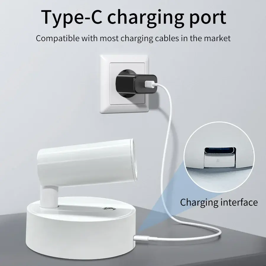 Thumbnail: Magnetic USB Rechargeable LED Spotlight: Cordless Dimmable 3-Color Touch Wall L