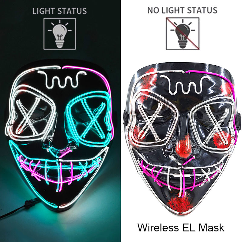 Thumbnail: Wireless Neon LED Purge Mask: Glowing Halloween Cosplay Party Face Mask
