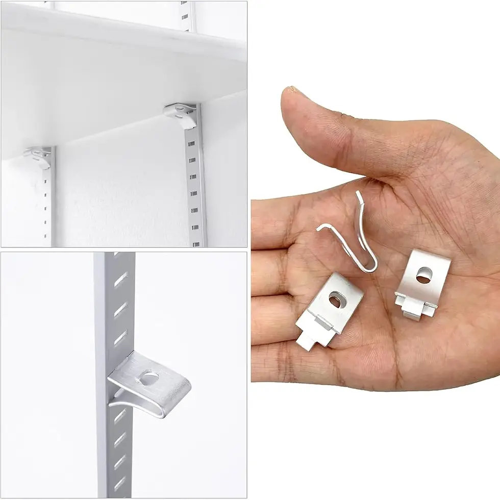 Thumbnail: Heavy-Duty Adjustable Metal Cabinet Shelf Clips Pins Brackets - Aluminum