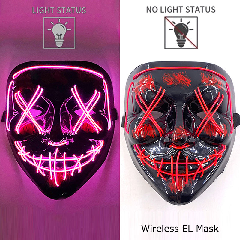 Thumbnail: Wireless Neon LED Purge Mask: Glowing Halloween Cosplay Party Face Mask