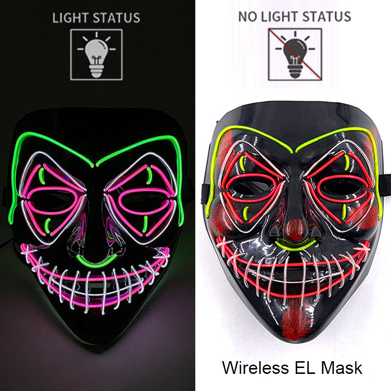 Thumbnail: Wireless Neon LED Purge Mask: Glowing Halloween Cosplay Party Face Mask
