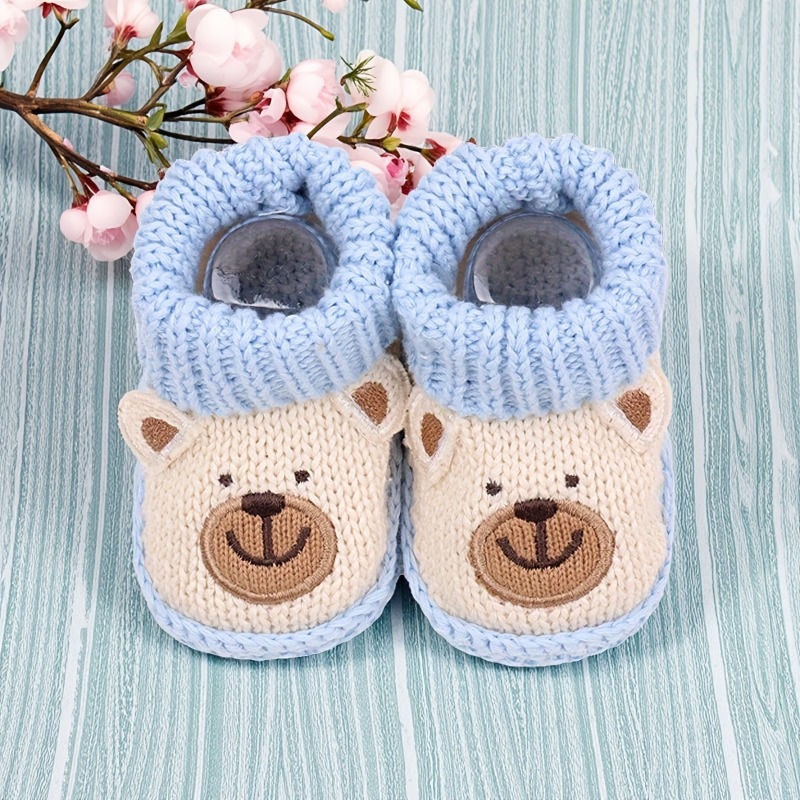Thumbnail: Soft Warm Animal Knitted Toddler Slippers: Non-Slip Indoor Baby House Shoes