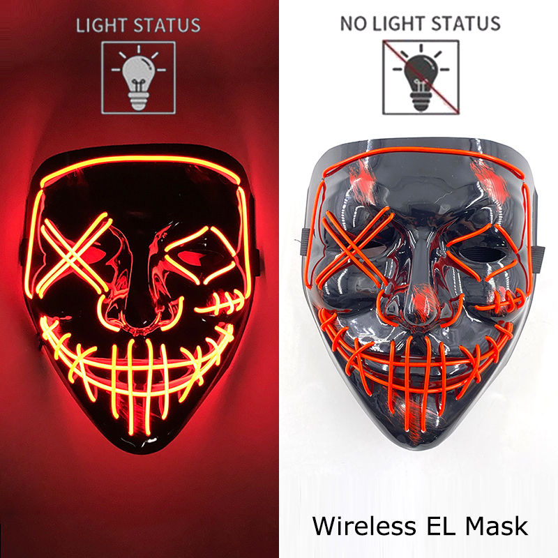 Thumbnail: Wireless Neon LED Purge Mask: Glowing Halloween Cosplay Party Face Mask