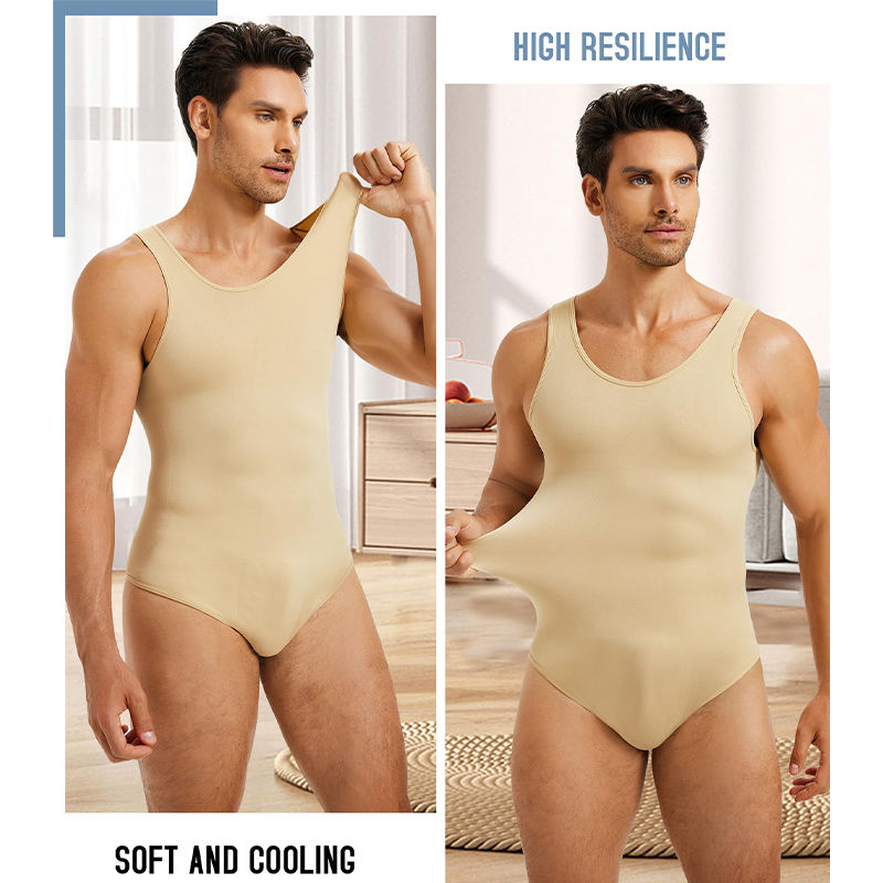 Thumbnail: Men's Tummy Control Full Body Shaper Compression Slimming Bodysuit Undershirt