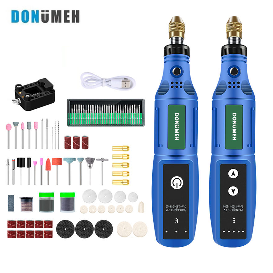 Thumbnail: Portable USB Rechargeable Cordless Rotary Tool Kit for Engraving, Polishing, Dr